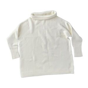 Free People Womens Mock Neck Heavy Knit Ottoman Sweater Tunic, Ecru Ivor…